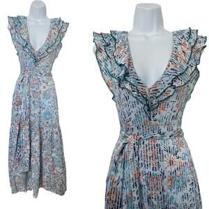 Poupette St Barth Delia‎ Tiered Ruffle Maxi Dress Size M Jardin Floral Feminine